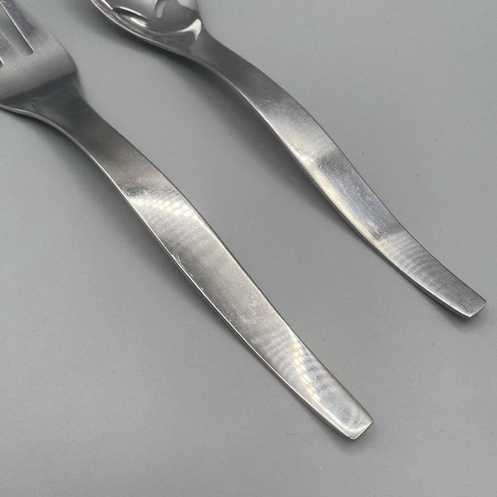Cambridge VERA 2pcs Stainless Meat Fork Slotted Serving Spoon Tablespoon Wavy‎